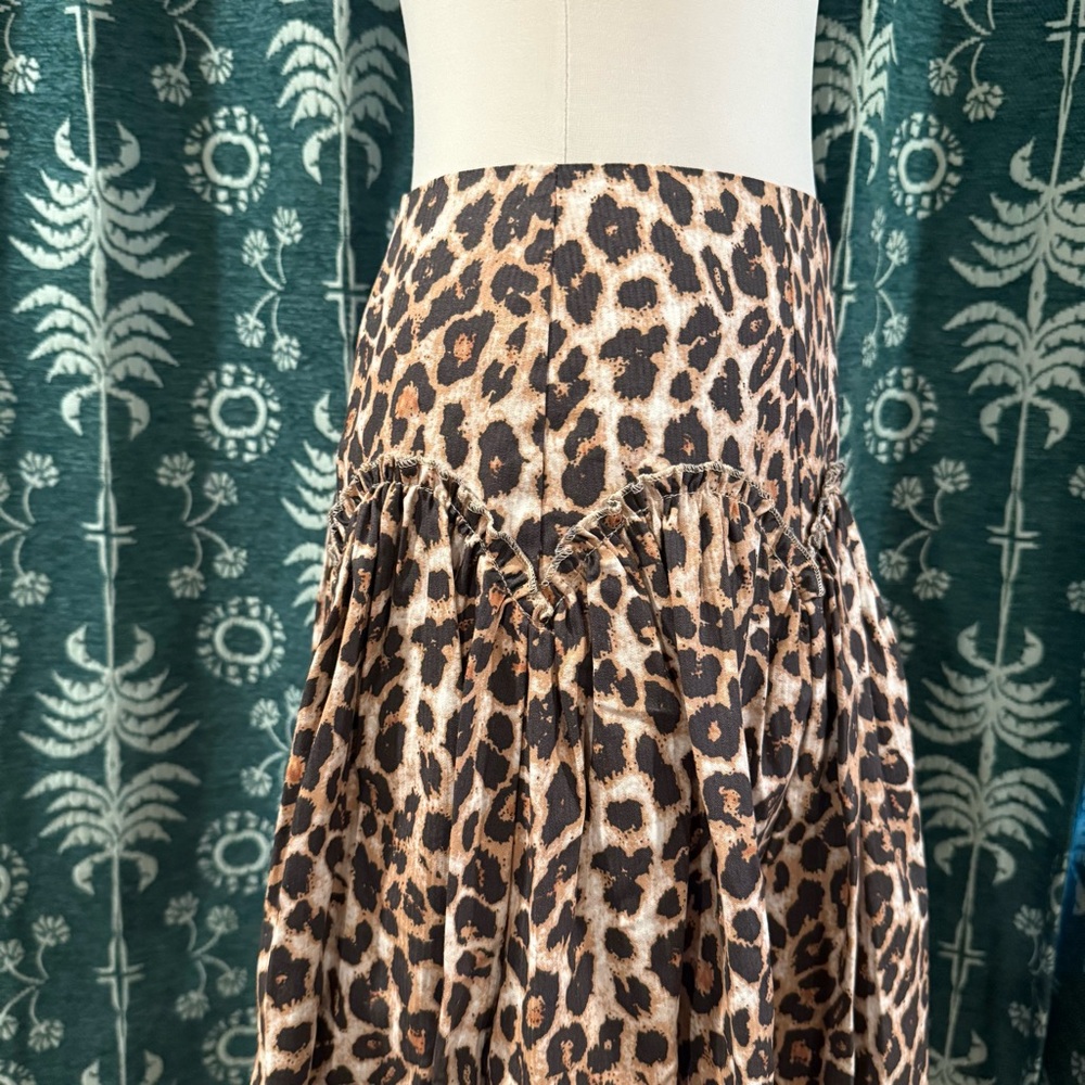 Anthropologie Mara Mara Leopard Print Basque Waist Drop Waist Maxi Skirt NWT - Picture 11 of 16